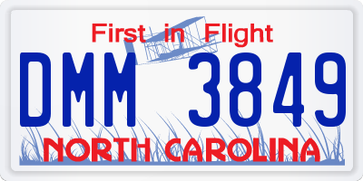 NC license plate DMM3849