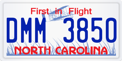 NC license plate DMM3850