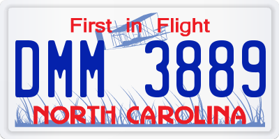 NC license plate DMM3889