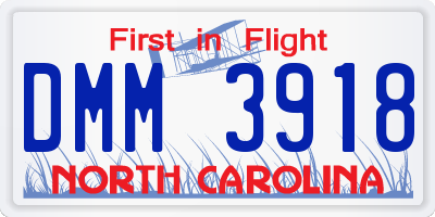 NC license plate DMM3918