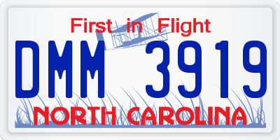 NC license plate DMM3919
