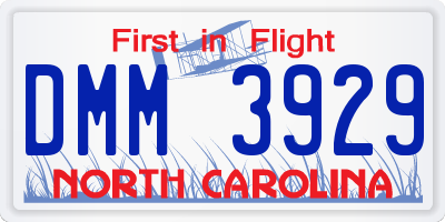 NC license plate DMM3929