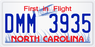 NC license plate DMM3935