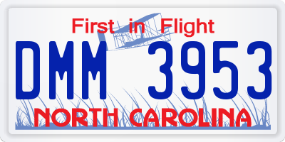 NC license plate DMM3953