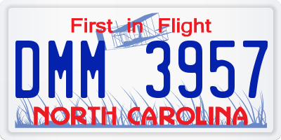 NC license plate DMM3957
