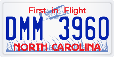 NC license plate DMM3960