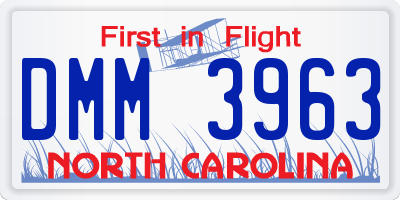 NC license plate DMM3963