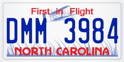 NC license plate DMM3984