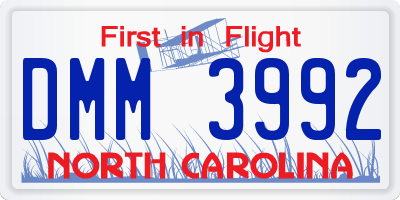 NC license plate DMM3992