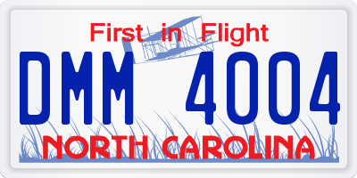 NC license plate DMM4004