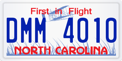 NC license plate DMM4010