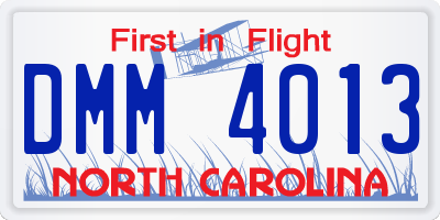 NC license plate DMM4013