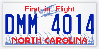 NC license plate DMM4014