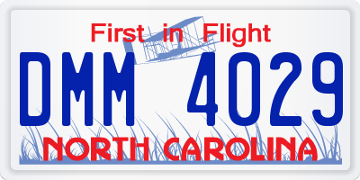 NC license plate DMM4029