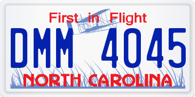 NC license plate DMM4045