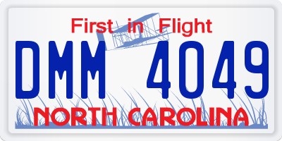 NC license plate DMM4049