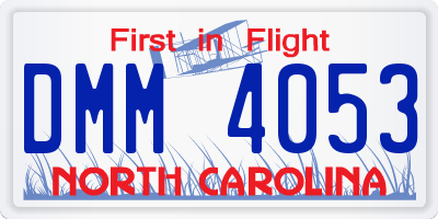 NC license plate DMM4053