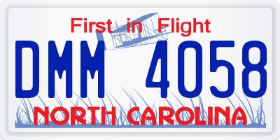NC license plate DMM4058