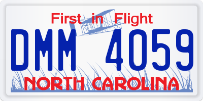 NC license plate DMM4059