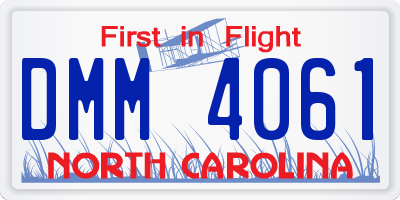 NC license plate DMM4061