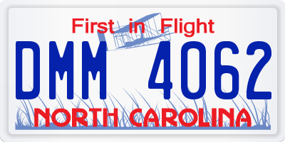 NC license plate DMM4062