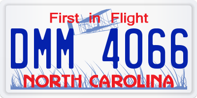 NC license plate DMM4066