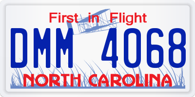 NC license plate DMM4068