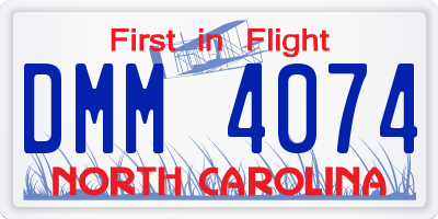 NC license plate DMM4074