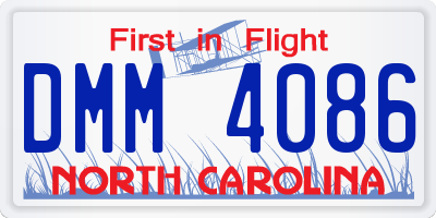 NC license plate DMM4086