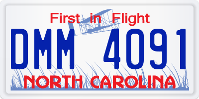 NC license plate DMM4091