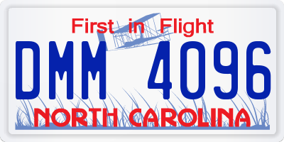 NC license plate DMM4096