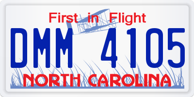 NC license plate DMM4105