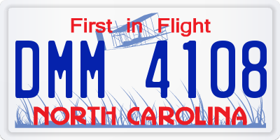 NC license plate DMM4108