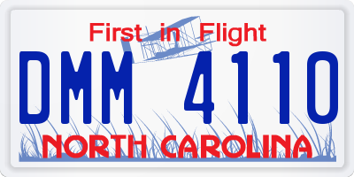 NC license plate DMM4110