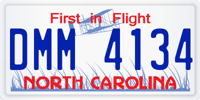 NC license plate DMM4134