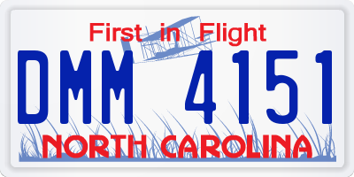 NC license plate DMM4151
