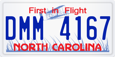 NC license plate DMM4167
