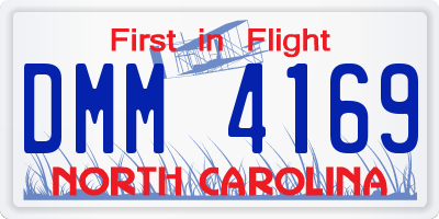 NC license plate DMM4169