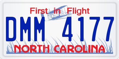 NC license plate DMM4177