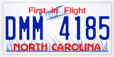 NC license plate DMM4185
