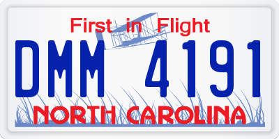 NC license plate DMM4191