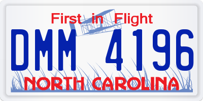 NC license plate DMM4196