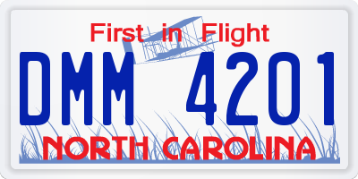 NC license plate DMM4201