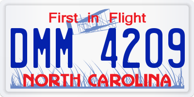 NC license plate DMM4209