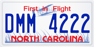 NC license plate DMM4222