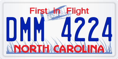 NC license plate DMM4224