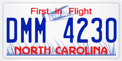 NC license plate DMM4230