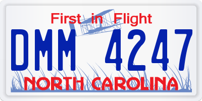 NC license plate DMM4247