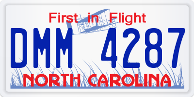 NC license plate DMM4287