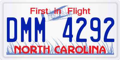 NC license plate DMM4292